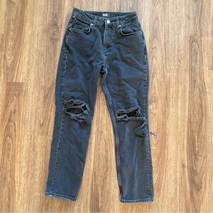 PAIGE High Rise sarah straight Distressed‎ Jeans - Black